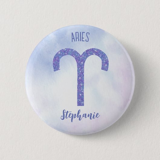 Badge Rond 5 Cm SYMBOLE D'Astrologie Pretty Aries Personnalisé Pur (Devant)