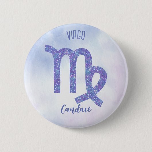 Badge Rond 5 Cm SYMBOLE D'Astrologie Virgo Cute Personnalisé (Devant)