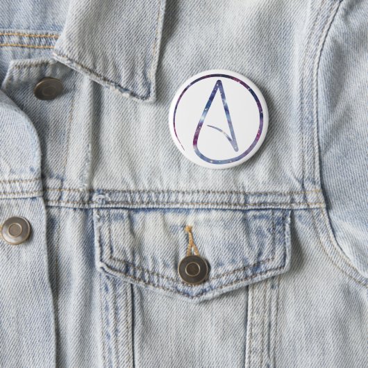 Badge Rond 5 Cm Symbole d'athée de l'espace (En situation)