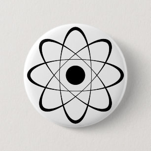 Badge Rond 5 Cm Symbole d'atome stylisé