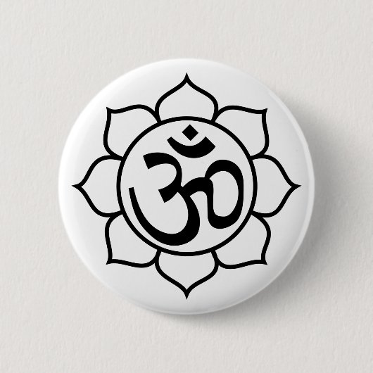 Badge Rond 5 Cm Symbole d'Aum de fleur de Lotus (Devant)