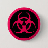 Badge Rond 5 Cm Symbole de biodanger rouge, broche (Devant)
