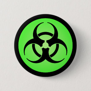 Badge Rond 5 Cm Symbole de biodanger vert