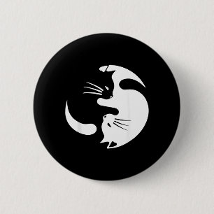 Badge Rond 5 Cm Symbole de chat Yin Yang Chat noir et blanc mignon