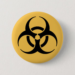 Badge Rond 5 Cm Symbole de danger biologique sur l'insigne jaune