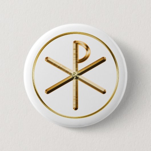 Badge Rond 5 Cm Symbole de Gold Chi-Rho (Devant)
