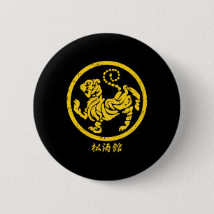 Badge Rond 5 Cm Symbole de karaté Shotokan Tiger en or A