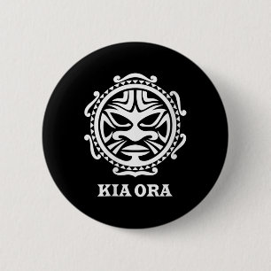 Badge Rond 5 Cm Symbole de la culture maorie Kia Ora féminin Danse