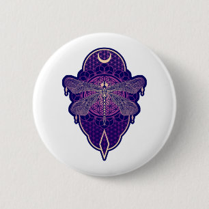 Badge Rond 5 Cm Symbole de la Fleur Mandala de Vie Géométrique
