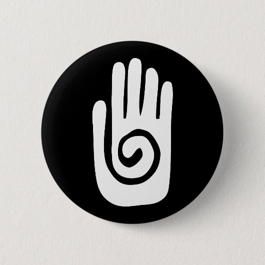 Badge Rond 5 Cm symbole de la main Hopi guérir spirale paume améri (Devant)