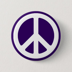 Badge Rond 5 Cm Symbole de la paix blanc sur fond violet foncé