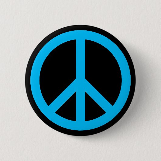Badge Rond 5 Cm Symbole de la paix bleu ciel (Devant)
