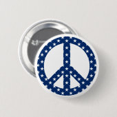 Badge Rond 5 Cm Symbole de la Paix Bleue : étoiles blanches (Devant & derrière)