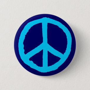 Badge Rond 5 Cm Symbole de la Paix Brute - Nuances de Bleu