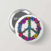 Badge Rond 5 Cm SYMBOLE DE LA Paix Fleurs anti-guerre (Devant & derrière)