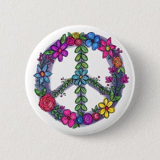 Badge Rond 5 Cm SYMBOLE DE LA Paix Fleurs anti-guerre