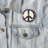 Badge Rond 5 Cm Symbole de la paix florale (En situation)