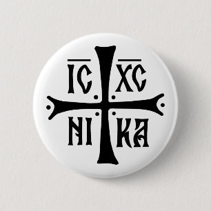 Badge Rond 5 Cm symbole de la religion chrétienne orthodoxe croix