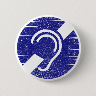 Badge Rond 5 Cm Symbole de la surdité et de la malentendante