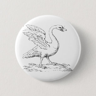 Badge Rond 5 Cm Symbole de l'amour et de la fidélité Swan Fine Art