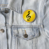 Badge Rond 5 Cm Symbole de musique Clef Notes dans Burlap Gold Bla (En situation)