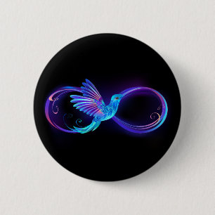Badge Rond 5 Cm Symbole de Neon Infinity par Glowing Hummingbird