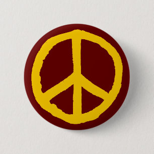 Badge Rond 5 Cm Symbole de paix approximatif - crème sur le rouge