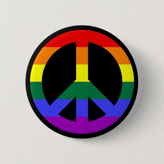 Badge Rond 5 Cm Symbole de paix arc-en-ciel (Devant)