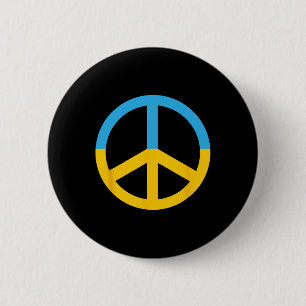 Badge Rond 5 Cm Symbole de paix avec les couleurs du drapeau ukrai