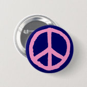 Badge Rond 5 Cm Symbole de paix brut - rose sur bleu foncé (Devant & derrière)