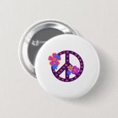 Badge Rond 5 Cm Symbole de paix de fleurs (Devant & derrière)