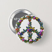 Badge Rond 5 Cm Symbole de paix de papillon (Devant & derrière)