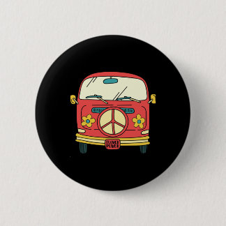 Badge Rond 5 Cm SYMBOLE DE PAIX Flower Power Vintage Microbus Van