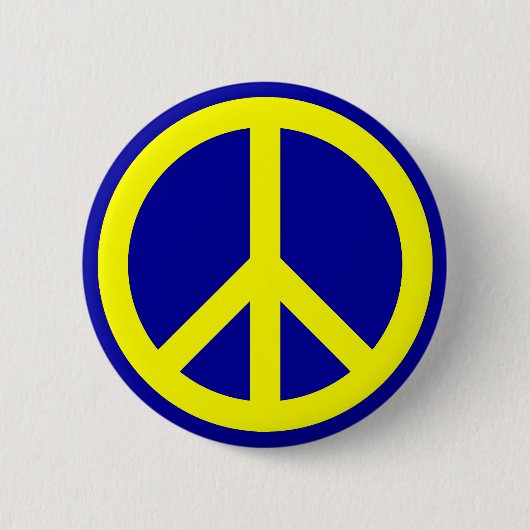 Badge Rond 5 Cm Symbole de paix jaune et bleu (Devant)