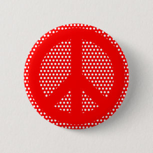 Badge Rond 5 Cm Symbole de paix rouge et blanc