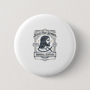 Badge Rond 5 Cm Symbole de Poisson Jésus Ichthys Minimal Jésus Poi