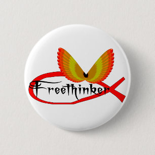 Badge Rond 5 Cm Symbole de poissons de Freethinking