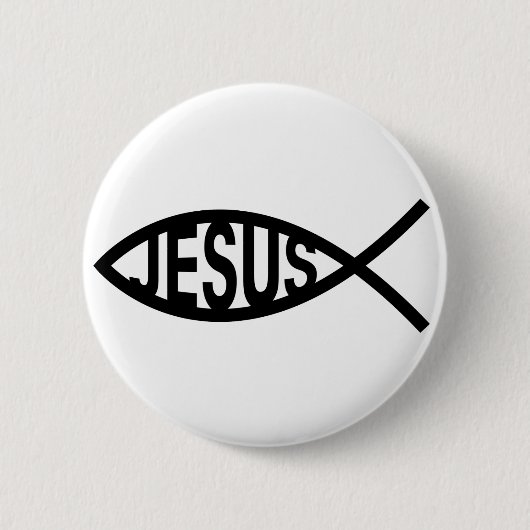 Badge Rond 5 Cm Symbole de poissons de Jésus (Devant)
