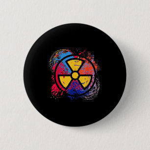 Badge Rond 5 Cm Symbole de rayonnement de médecine nucléaire color