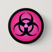 Badge Rond 5 Cm Symbole de risque biologique rose - Épingle (Devant)