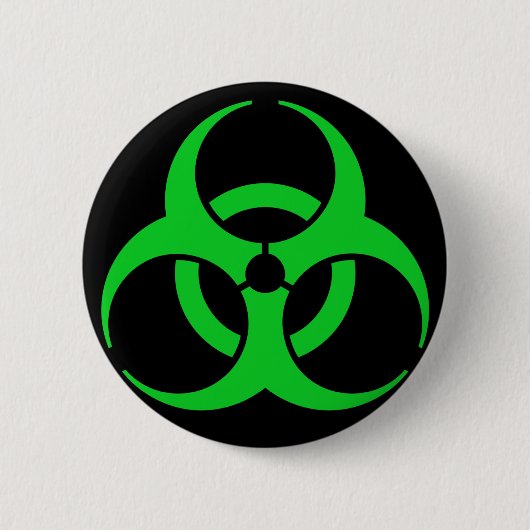 Badge Rond 5 Cm Symbole de risque biologique vert (Devant)