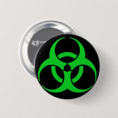 Badge Rond 5 Cm Symbole de risque biologique vert (Devant & derrière)