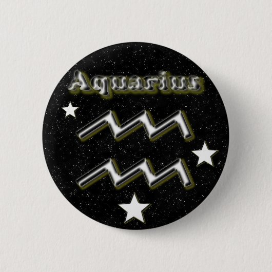 Badge Rond 5 Cm Symbole de Verseau (Devant)