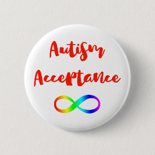 Badge Rond 5 Cm Symbole d'infini d'acceptation d'autisme