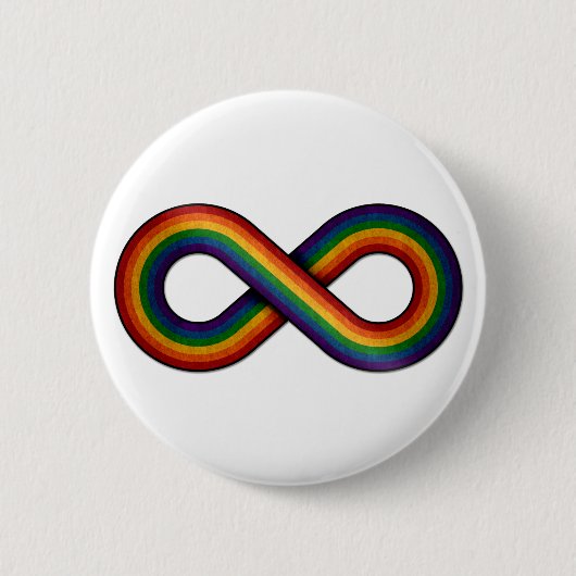 Badge Rond 5 Cm Symbole d'infini dans le drapeau arc-en-ciel de la (Devant)