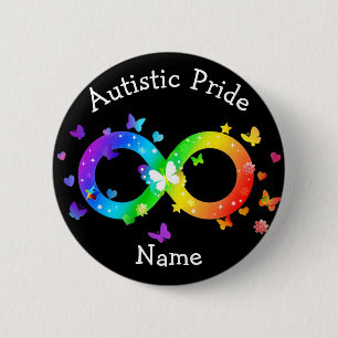 Badge Rond 5 Cm Symbole d'infini de la fierté autistique