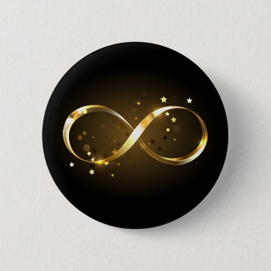 Badge Rond 5 Cm Symbole d'infini doré (Devant)