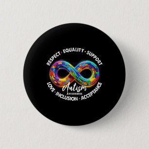 Badge Rond 5 Cm Symbole d'infini Sensibilisation sur l'autisme Res