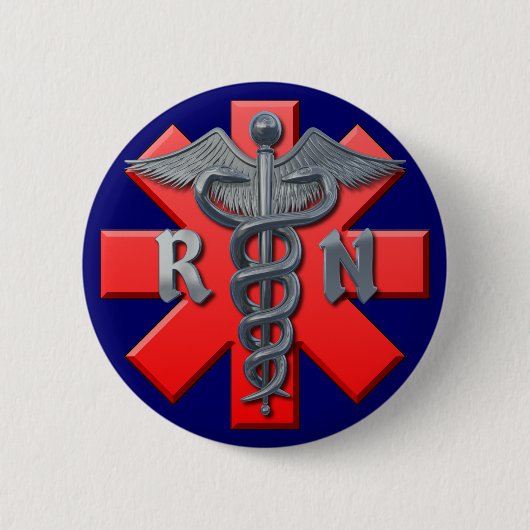 Badge Rond 5 Cm Symbole d'infirmier autorisé (Devant)