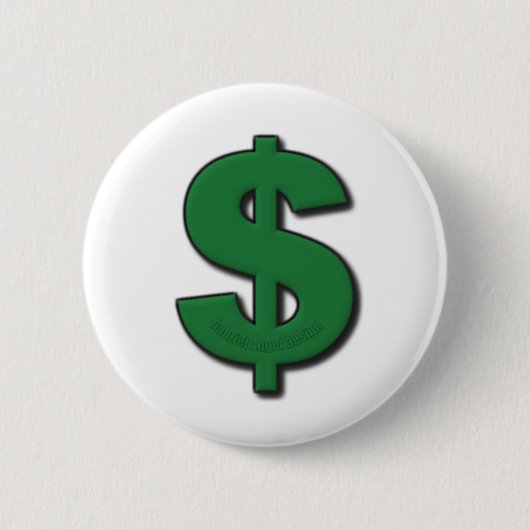 Badge Rond 5 Cm Symbole Dollar Vert (Devant)